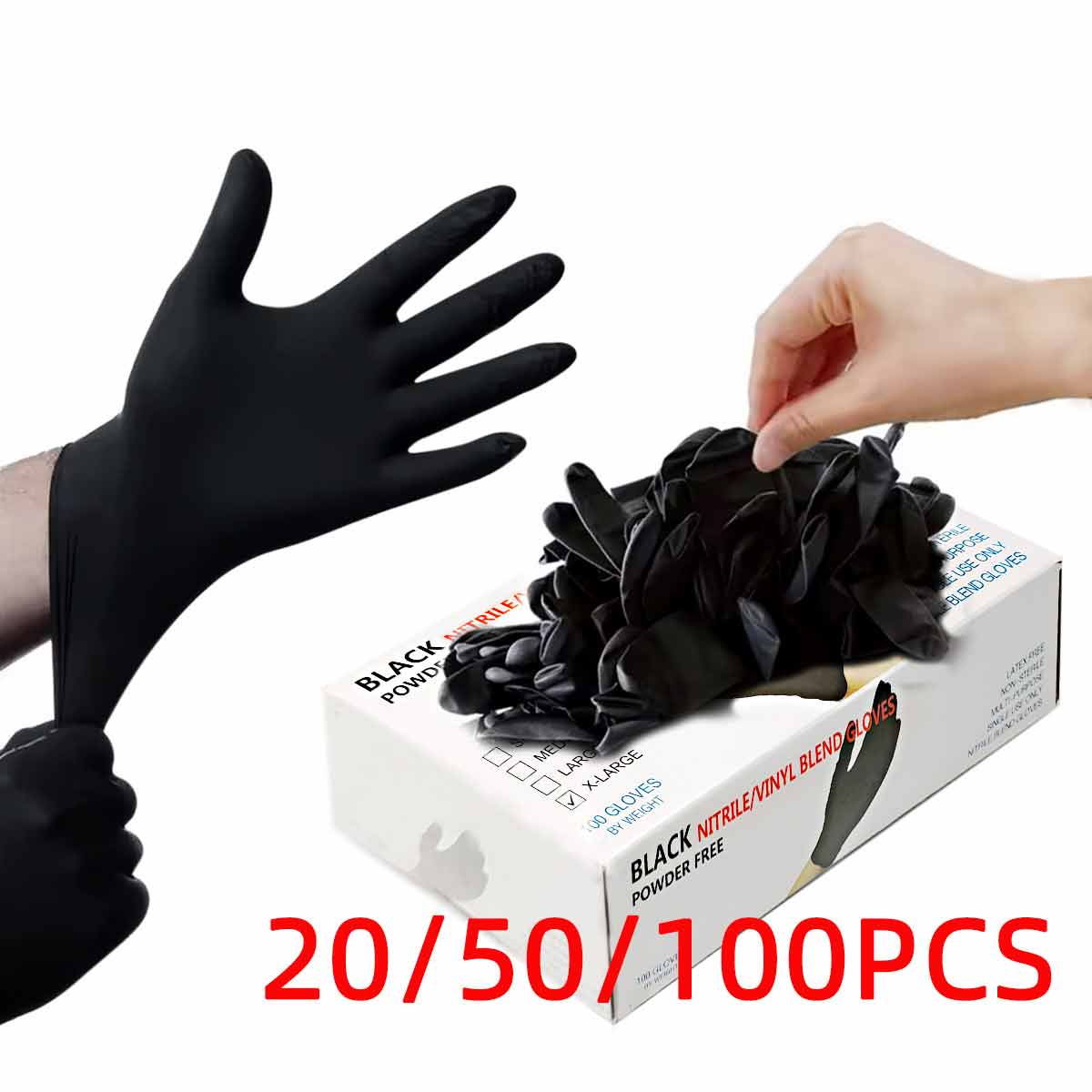 20/50/100pcs Black Vinyl Glove - đánh giá và giá Rubber Glove Cleaning